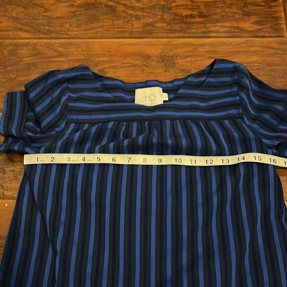 Anthropologie HD In Paris Blue Cerulean Stripe Dress Boho Feminine Contemporary - Picture 9 of 16